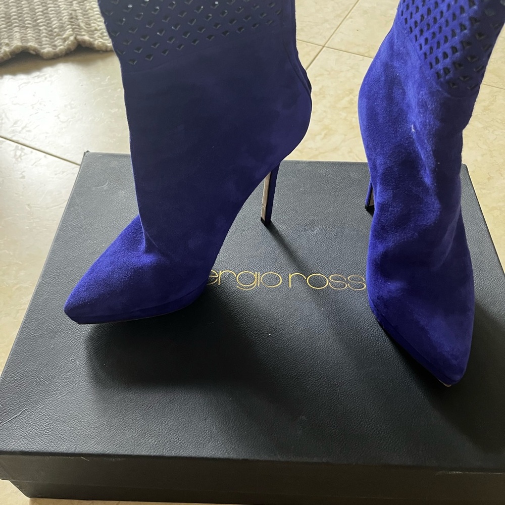 Sergio Rossi Women's Vibrant Blue Heeled Boots 36.5